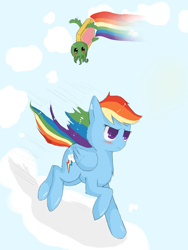 Size: 2400x3200 | Tagged: safe, artist:tomat-in-cup, character:rainbow dash, oc, species:pegasus, species:pony, cthulhu, female, flying, food, mare, poptart
