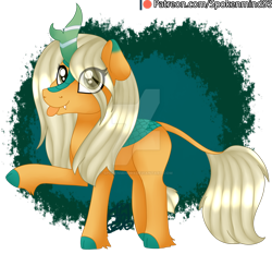 Size: 1920x1792 | Tagged: safe, artist:spokenmind93, oc, oc only, oc:misty tailwind, species:kirin, deviantart watermark, kirin-ified, obtrusive watermark, simple background, solo, species swap, tongue out, transparent background, watermark