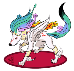 Size: 950x900 | Tagged: safe, artist:thattagen, character:princess celestia, species:wolf, amaterasu, crossover, female, okami, simple background, solo, species swap, transparent background