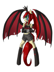 Size: 1200x1600 | Tagged: safe, artist:tomat-in-cup, oc, oc only, species:anthro, species:bat pony, species:unguligrade anthro, arm hooves, bat pony oc, bat wings, clothing, shorts, simple background, socks, solo, transparent background, wings