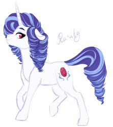 Size: 1076x1212 | Tagged: safe, artist:whalepornoz, character:rarity, species:pony, species:unicorn, g5 leak, female, looking back, mare, rarity (g5), redesign, simple background, solo, white background