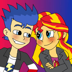 Size: 554x554 | Tagged: safe, artist:resotii, character:flash sentry, character:sunset shimmer, ship:flashimmer, my little pony:equestria girls, female, gradient background, male, shipping, straight