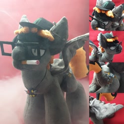 Size: 1564x1564 | Tagged: safe, artist:difis, oc, oc:lightning blaze, species:pegasus, species:pony, cap, cigarette, clothing, craft, glasses, hat, monster energy, monster energy hat, photo, plushie, smoking, solo, toy
