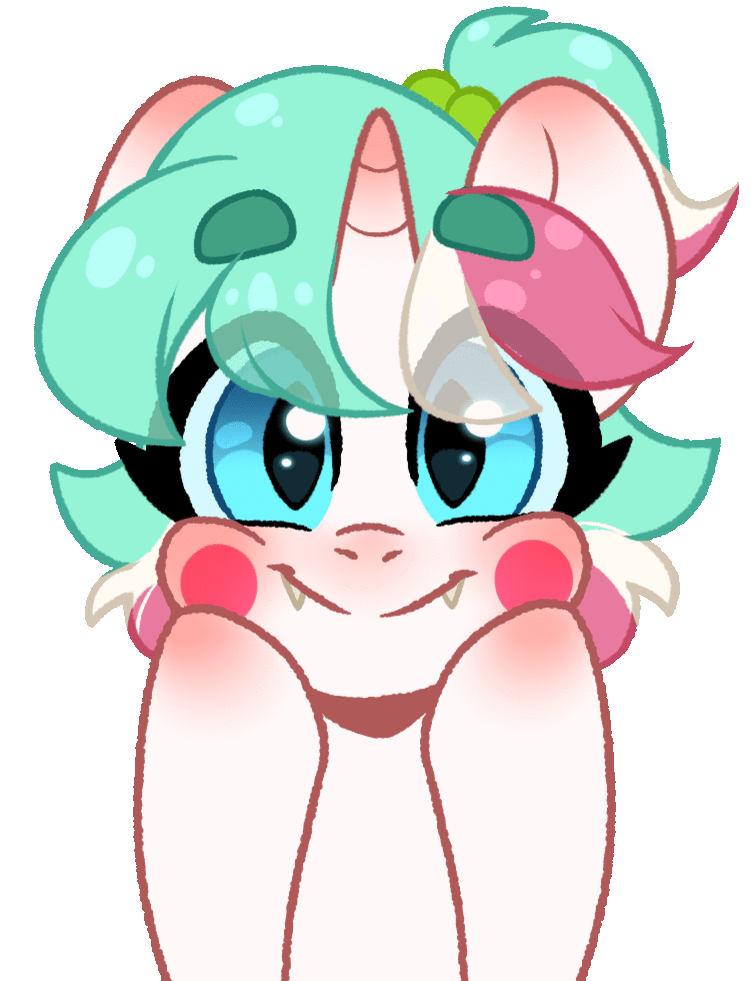 Size: 755x981 | Tagged: safe, artist:cottonsweets, oc, oc only, oc:cottonsweets, species:pony, species:unicorn, animated, blep, blepping, blush sticker, blushing, candy pony, cat, catpony, cute, female, food pony, gif, gift art, mare, original species, simple background, solo, tongue out, transparent background, wide eyes