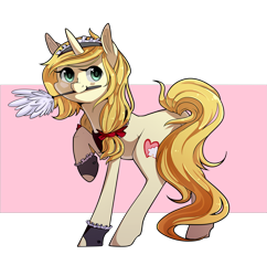 Size: 2669x2759 | Tagged: safe, artist:tomat-in-cup, oc, oc only, species:pony, species:unicorn, bow, cuffs (clothes), duster, hair bow, horn, maid, maid headdress, mouth hold, raised hoof, simple background, solo, transparent background, unicorn oc