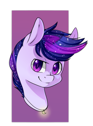 Size: 2255x3053 | Tagged: safe, artist:tomat-in-cup, oc, oc only, species:earth pony, species:pony, bust, earth pony oc, ethereal mane, galaxy mane, jewelry, necklace, simple background, smiling, solo, transparent background