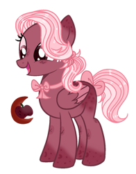Size: 400x510 | Tagged: safe, artist:rose-moonlightowo, parent:applejack, parent:princess luna, parents:lunajack, species:pegasus, species:pony, bow, female, magical lesbian spawn, mare, offspring, simple background, solo, tail bow, transparent background, two toned wings, wings
