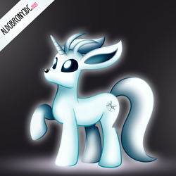 Size: 3000x3000 | Tagged: safe, artist:aldobronyjdc, species:pony, species:unicorn, cutie mark, digital art, large ears, looking up, male, meme, no mouth, ori and the blind forest, ori and the will of the wisps, ponified, shiny, simple background, solo, special eyes, video game, video game character
