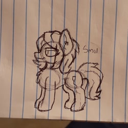 Size: 1856x1856 | Tagged: safe, artist:drheartdoodles, oc, oc only, oc:frigg, species:earth pony, species:pony, female, lined paper, mare, smiling, solo, traditional art