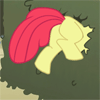 Size: 100x100 | Tagged: safe, artist:foxbeast, edit, character:apple bloom, species:earth pony, species:pony, episode:the return of harmony, g4, my little pony: friendship is magic, animated, blank flank, bloom butt, butt, butt only, buttstuck, female, filly, foal, hoofy-kicks, plot, solo, stuck