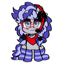 Size: 769x776 | Tagged: safe, artist:cottonsweets, oc, oc only, oc:cinnabyte, g4, adorkable, bandana, clothing, commission, cute, dork, gaming headset, headphones, headset, simple background, smiling, socks, striped socks, transparent background, your character here
