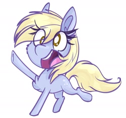 Size: 2114x1977 | Tagged: safe, artist:littleblackraencloud, character:derpy hooves, species:pegasus, species:pony, g4, cheek fluff, chest fluff, cute, derpabetes, eye clipping through hair, female, mare, open mouth, simple background, smiling, solo, white background