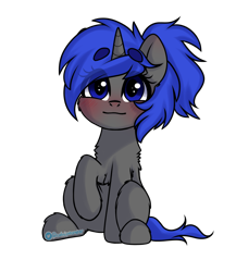 Size: 1000x1150 | Tagged: safe, artist:cottonsweets, oc, oc only, oc:dream², species:pony, species:unicorn, g4, blushing, cute, female, looking at you, mare, ocbetes, simple background, sitting, smiling, smiling at you, solo, transparent background