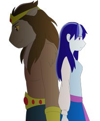 Size: 1463x1777 | Tagged: safe, artist:fantasygerard2000, character:majesty, character:scorpan, species:anthro, species:gargoyle, species:human, g1, g4, clothing, crown, dress, female, headcanon, humanized, jewelry, king scorpan, male, queen majesty, regalia, simple background, transparent background
