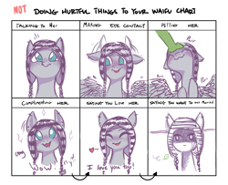 Size: 1600x1300 | Tagged: safe, alternate version, artist:hippykat13, oc, oc only, oc:kitty sweet, species:pegasus, species:pony, g4, alternate ending, anxiety, behaving like a cat, blank stare, blushing, chullo, clothing, cute, doing loving things, excited, female, flustered, hat, heart, mare, meme, not doing hurtful things to your waifu, ocbetes, offscreen character, shadow, shy, solo, sparkles, waifu