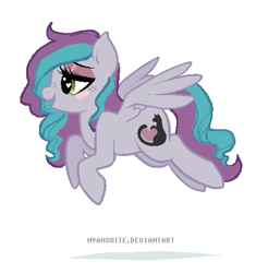 Size: 480x488 | Tagged: safe, artist:hippykat13, base used, oc, oc:kitty sweet, species:pegasus, species:pony, g4, blushing, cute, flying, freckles, lidded eyes, long hair, open mouth, younger
