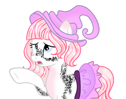 Size: 400x313 | Tagged: safe, artist:rose-moonlightowo, oc, oc:white peppercorn, species:earth pony, species:pony, g4, clothing, female, hat, mare, simple background, skirt, solo, transparent background, witch hat
