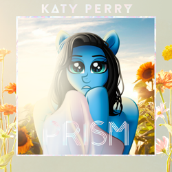Size: 1500x1500 | Tagged: safe, artist:aldobronyjdc, edit, species:pegasus, species:pony, g4, album cover, clothing, digital art, female, flower, holding hooves, katy perry, looking at you, music, ponified, ponified album cover, solo, sunflower