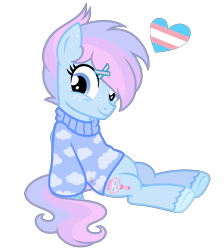 Size: 1182x1322 | Tagged: safe, artist:strawberry-spritz, oc, oc:highlights, parent:quibble pants, parent:rainbow dash, parents:quibbledash, species:earth pony, species:pony, g4, clothing, female, offspring, shirt, simple background, solo, trans female, transgender, transgender pride flag, transparent background