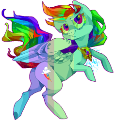 Size: 558x589 | Tagged: safe, artist:njeekyo, character:rainbow dash, species:pegasus, species:pony, alternate design, female, solo