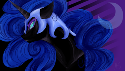 Size: 1920x1080 | Tagged: safe, artist:mscootaloo, character:nightmare moon, character:princess luna, species:alicorn, species:pony, bust, eyelashes, female, mare, portrait, solo