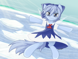 Size: 1024x768 | Tagged: safe, artist:thattagen, cirno, ice, ponified, solo, touhou