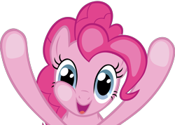 Size: 3410x2431 | Tagged: safe, artist:ocarina0ftimelord, character:pinkie pie, species:earth pony, species:pony, g4, adobe imageready, against glass, breach, female, fourth wall, fourth wall pose, looking at you, mare, open mouth, simple background, smiling, solo, svg, transparent background, underhoof, vector