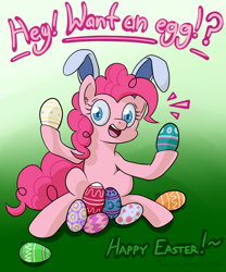 Size: 750x900 | Tagged: safe, artist:tehflah, character:pinkie pie, bunny ears, easter, easter egg