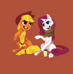 Size: 1262x1280 | Tagged: safe, artist:shemhamferosh, character:applejack, character:rarity, simple background, sitting