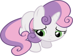 Size: 3234x2501 | Tagged: safe, artist:liggliluff, character:sweetie belle, cute, female, sad, sadorable, show accurate, simple background, solo, transparent background, vector