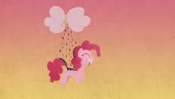Size: 2560x1440 | Tagged: safe, artist:foxy-noxy, character:pinkie pie, chocolate milk, chocolate rain, cotton candy, cotton candy cloud, food, mouth hold, pronking, rope