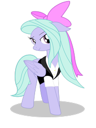 Size: 1600x2112 | Tagged: safe, artist:bludraconoid, character:flitter, species:pegasus, species:pony, g4, bedroom eyes, clothing, cute, eyebrows, female, lidded eyes, looking at you, mare, ribbon, simple background, smiling, solo, student, three quarter view, transparent background, vest
