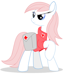 Size: 2400x2800 | Tagged: safe, artist:bludraconoid, character:nurse redheart, species:earth pony, species:pony, alternate costumes, alternate hairstyle, female, first aid, mare, nurse, raised hoof, saddle bag, simple background, solo, transparent background, vector