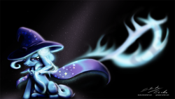 Size: 2000x1125 | Tagged: safe, artist:esuka, character:trixie, species:pony, species:unicorn, g4, female, magic, mare, photoshop, solo, wallpaper