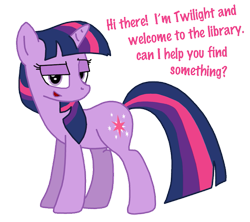 Size: 675x600 | Tagged: safe, artist:ajmstudios, character:twilight sparkle, bedroom eyes, female, librarian, library, solo