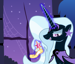 Size: 3000x2544 | Tagged: safe, artist:dazed-and-wandering, character:trixie, species:pony, species:unicorn, big crown thingy, corrupted, element of magic, female, mare, nightmare, nightmare trixie, nightmarified, solo