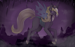 Size: 1920x1200 | Tagged: safe, artist:mscootaloo, oc, oc only, oc:queen vaspira, species:changeling, changeling queen, changeling queen oc, female, purple changeling, solo