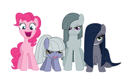 Size: 3370x2235 | Tagged: safe, artist:reitanna-seishin, character:limestone pie, character:marble pie, character:pinkie pie, alternate design, glare, grin, happy, looking at you, open mouth, pie sisters, simple background, smiling, transparent background, vector