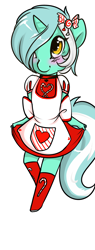 Size: 730x1920 | Tagged: safe, artist:azure-doodle, character:lyra heartstrings, species:anthro, species:pony, species:unicorn, bipedal, blushing, bow, candy cane, clothing, cute, dress, female, hair over one eye, shoes, simple background, skirt, socks, solo, sugar rush, white background, wreck-it ralph