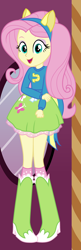 Size: 450x1390 | Tagged: safe, artist:liggliluff, character:fluttershy, my little pony:equestria girls, boots, clothing, dressup game, female, shoes, show accurate, skirt, solo, sweater, sweatershy, vector, wondercolts