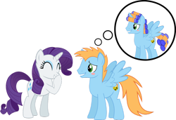 Size: 900x616 | Tagged: safe, artist:daydreamsyndrom, character:rarity, oc, oc:harmony star, species:alicorn, species:pony, alicorn oc, alternate hairstyle, blush sticker, blushing, canon x oc, female, laughing, male, mare, raised hoof, shipping, stallion, straight