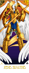 Size: 2749x6788 | Tagged: safe, artist:azure-doodle, oc, oc only, oc:ice shine, species:anthro, species:pegasus, species:pony, anthro oc, armor, epic, guard, poster, royal guard, solo, staff, wings