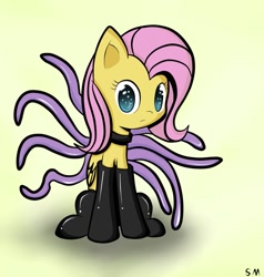 Size: 871x916 | Tagged: safe, artist:spikedmauler, character:fluttershy, clothing, cult leader fluttershy, female, kinky cultershy, solo, stockings, tentacles