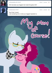 Size: 500x706 | Tagged: safe, artist:steveholt, character:cloudy quartz, character:pinkie pie, female, inspiration, mother and daughter, pinkie pie answers, tumblr, younger