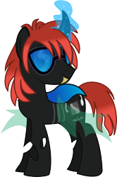 Size: 622x935 | Tagged: safe, artist:itoruna-the-platypus, oc, oc only, species:changeling, changeling oc, commission, glasses, simple background, solo, transparent background, vector