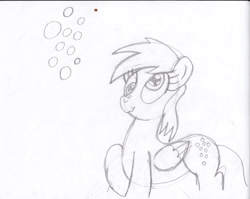 Size: 1001x798 | Tagged: safe, artist:toon-n-crossover, character:derpy hooves, species:pegasus, species:pony, bubble, cute, cutie mark, doodle, female, mare, monochrome, pencil drawing, sketch, solo
