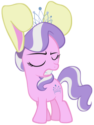Size: 4608x6104 | Tagged: safe, artist:liggliluff, character:diamond tiara, species:pony, absurd resolution, bunny ears, eyes closed, female, filly, show accurate, simple background, solo, transparent background, vector