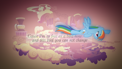 Size: 1920x1080 | Tagged: dead source, safe, artist:2bitmarksman, artist:overmare, artist:proenix, artist:taigalife, character:rainbow dash, cloudsdale, female, flying, free bird, lynyrd skynyrd, solo, song reference, vector, wallpaper