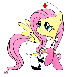 Size: 2000x2000 | Tagged: safe, artist:zomgitsalaura, character:fluttershy, clothing, female, flutternurse, high res, nurse, simple background, socks, solo, transparent background, vector