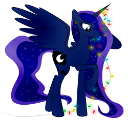 Size: 4884x4680 | Tagged: safe, artist:zomgitsalaura, character:princess luna, absurd resolution, christmas, christmas lights, decoration, female, simple background, solo, transparent background, vector